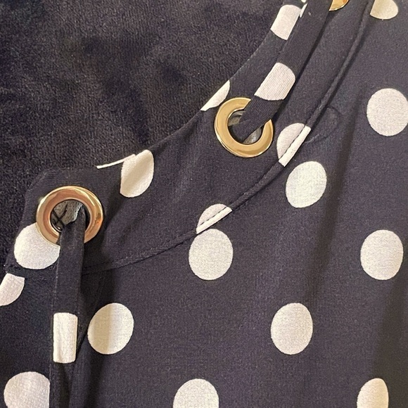 CHICOS BLACK & WHITE POLKA DOT 3/4 SLEEVE BLOUSE SZ SM - Picture 8 of 12